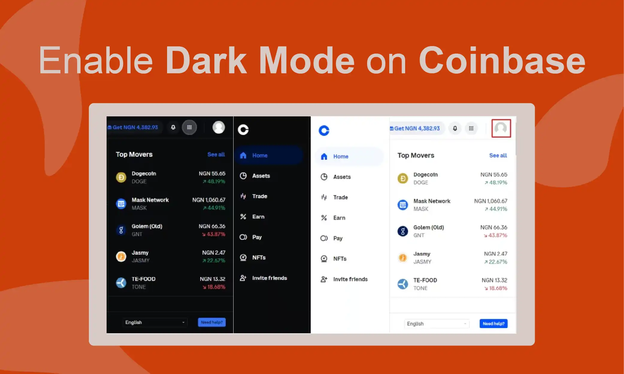 How To Enable Dark Mode On Coinbase How To Enable Dark Mode In Coinbase