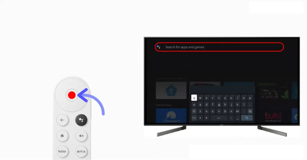 Press the select button and type BritBox using the arrow buttons on Google TV remote