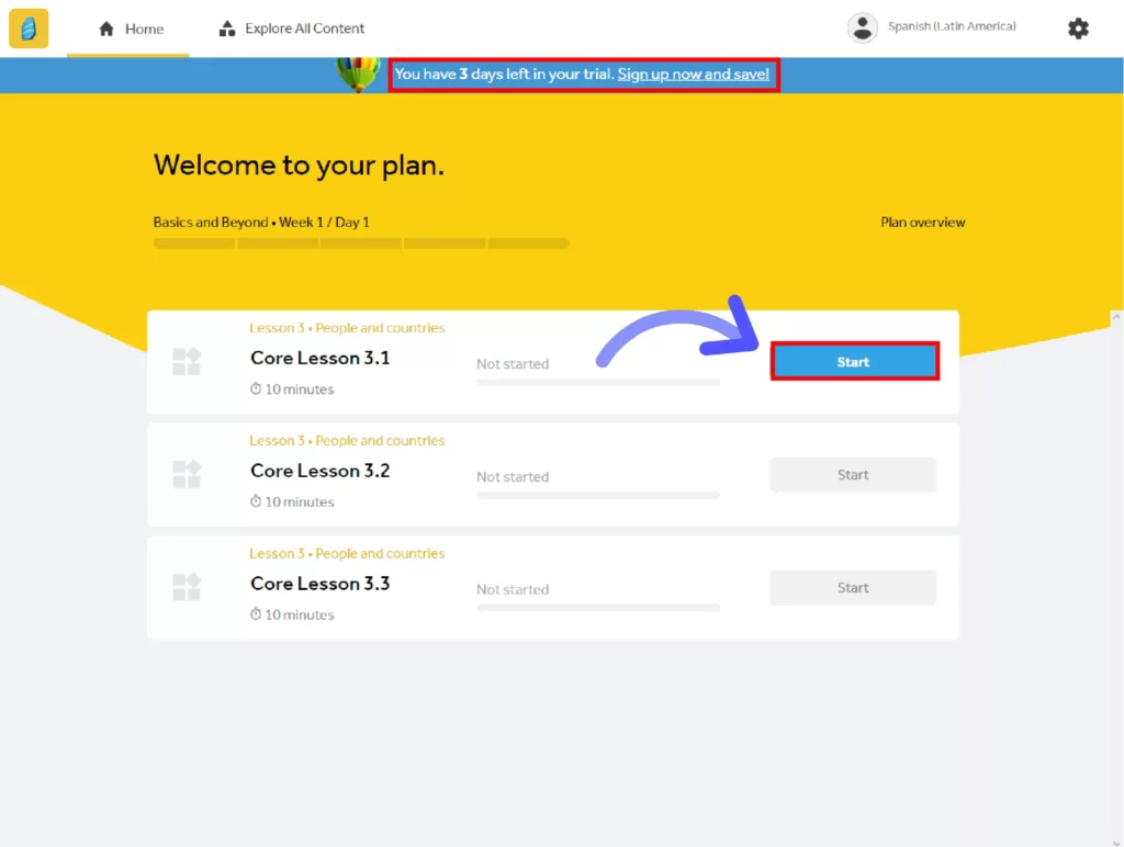 How to Get Rosetta Stone Free Trial for 3 Days Click on Start button and start your language classes