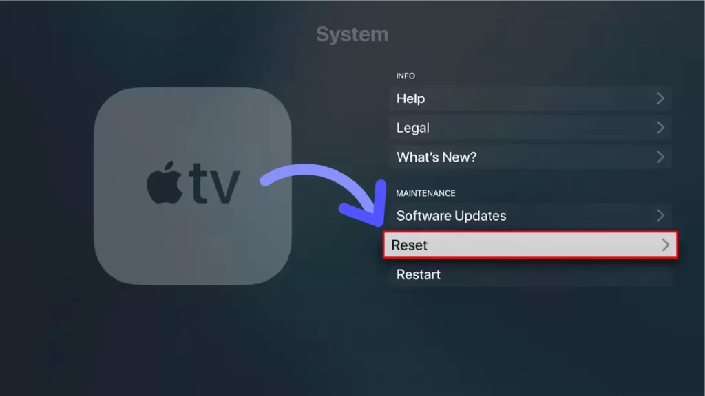 Select the Reset option