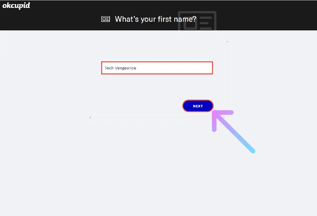 enter your name in the field and click on
