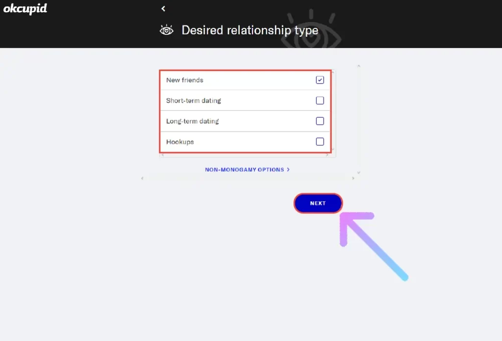 select your desired relationship type and click next