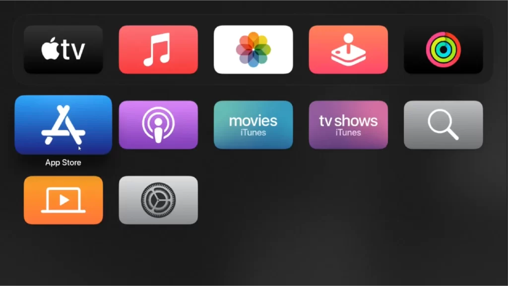 Select the App Store from Apple TV home screen