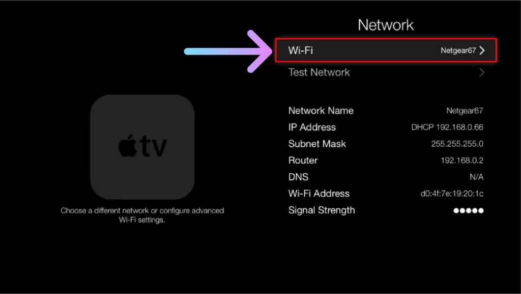 Select the Wifi option