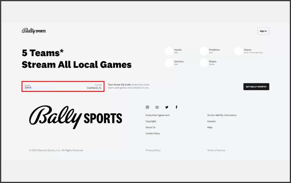 To get started with Bally Sports free trial enter your ZIP code