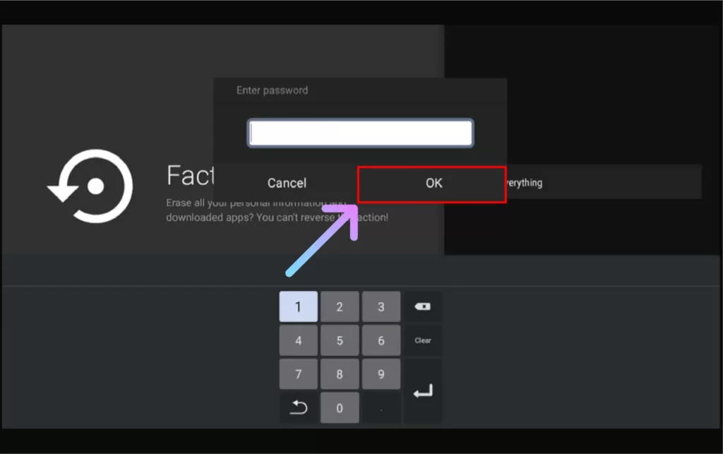 Enter your JVC TV Passcode and Select OK option