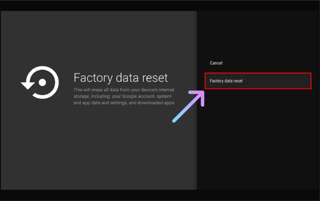 Select the Factory Data Reset option