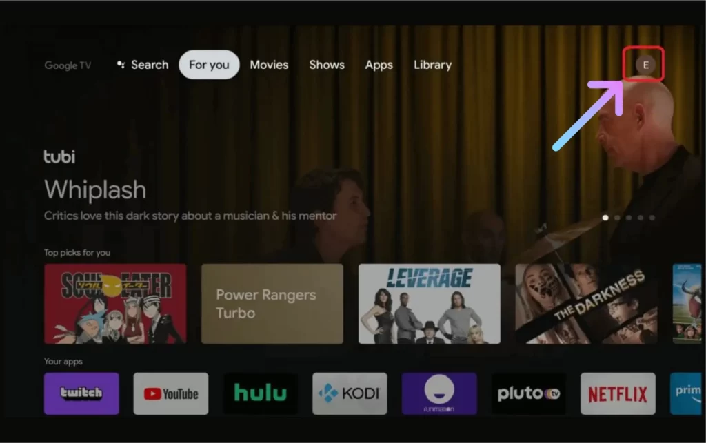 Select your Profile name on JVC Google TV