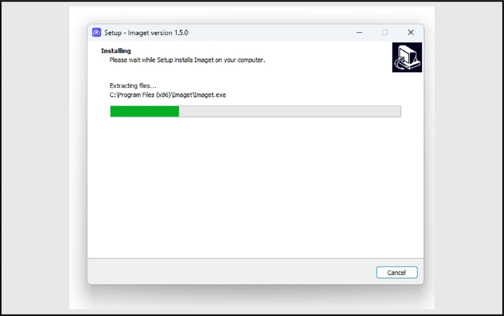 Install the imaget software on your windows pc